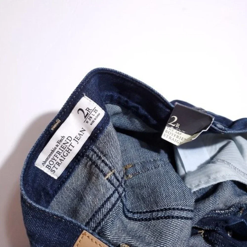 Abercrombie Boyfriend Straight Leg Jeans Size 2 26 Distressed Destroyed Loose